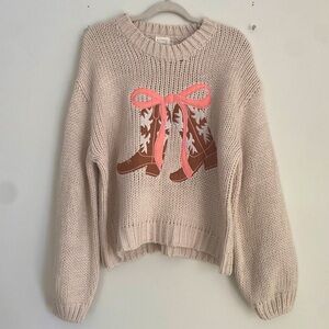 Chunky Knit Cowboy Bow Sweater